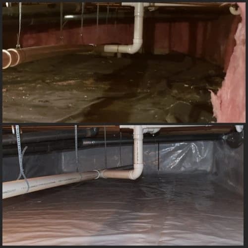 Before and after crawlspace encapsulation