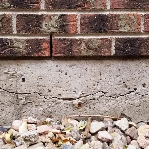 Cracked foundation wall showing structural damage